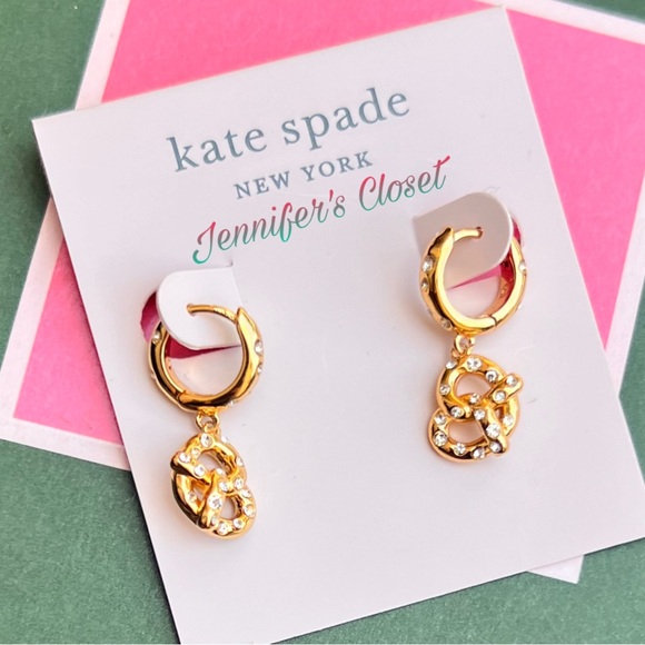 NWT ♠️ Kate Spade Crystal Pretzel Drop Earrings - Picture 5 of 7